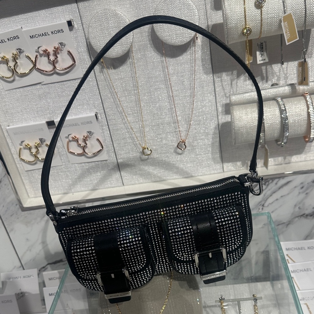 NWT Michael Kors Black sparkle Handbag - Picture 5 of 13